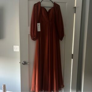 Never worn Long sleeve off the shoulder bridesmaids dress